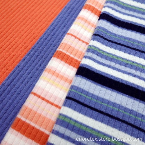 Rayon Yarn Dye Stripe Knit Brush Rib Fabric